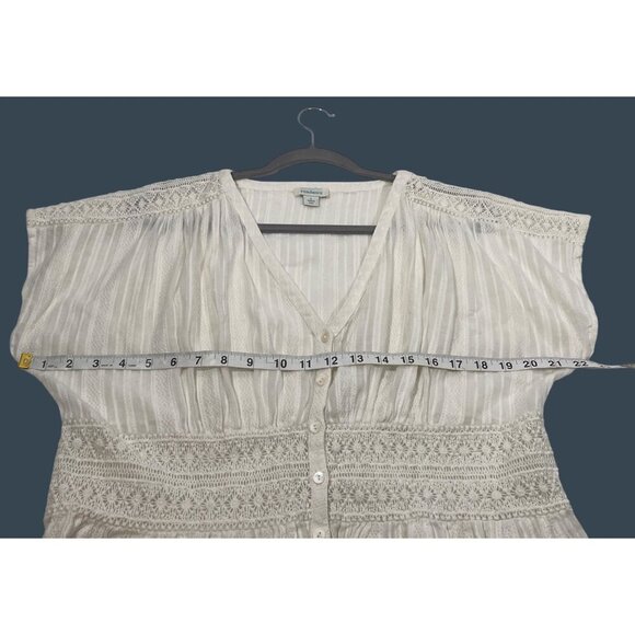Sundance Womens Ivory Lace Button-Front crochet gauzy Blouse Size L light cool - Picture 8 of 10